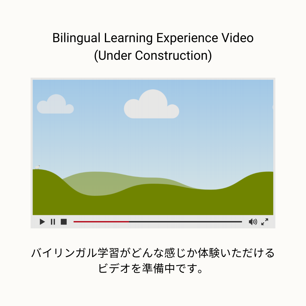 Video player image with text message that reads - Bilingual Learning Experience Video (Under Construction)